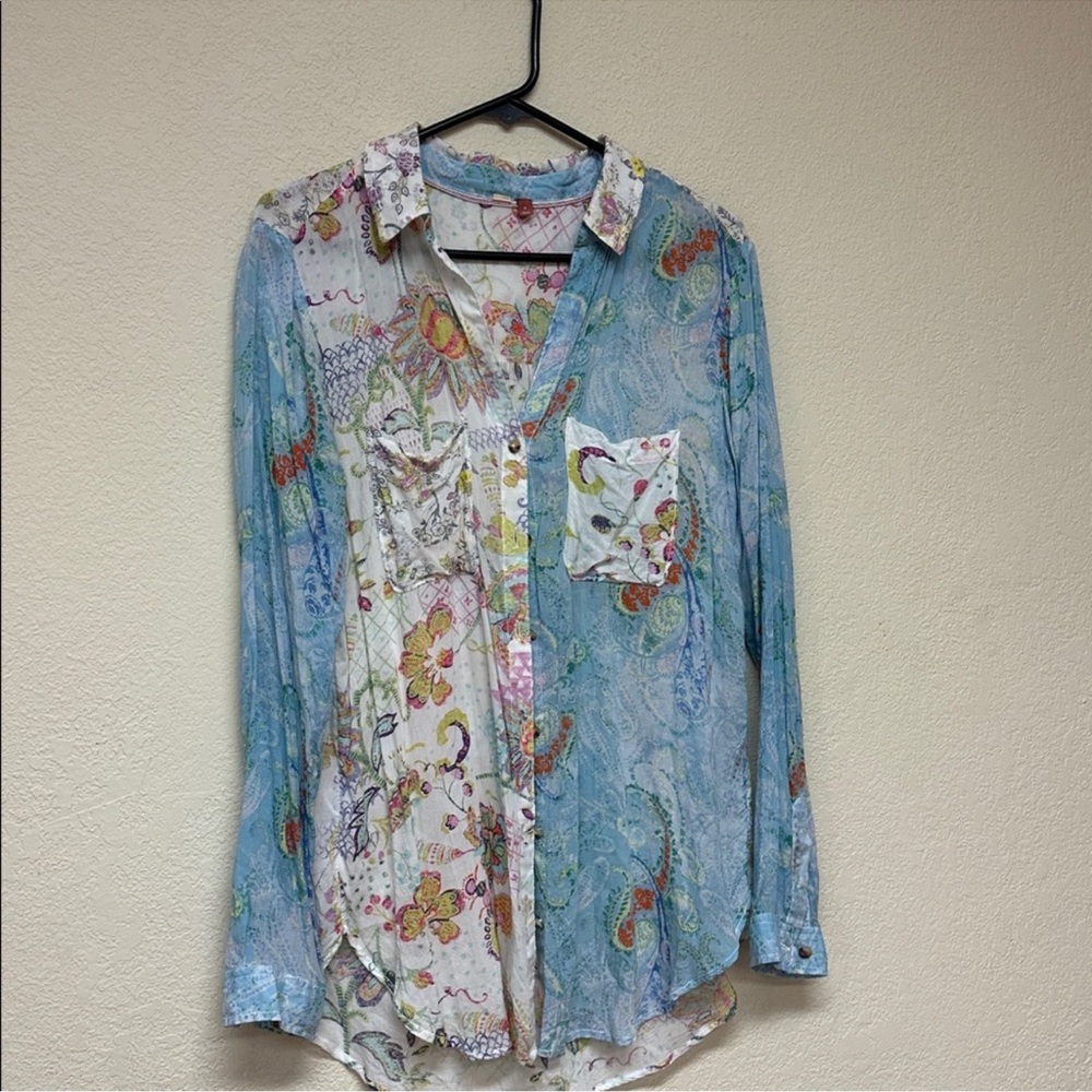 Pilcro The Romy Relaxed Multicolor Floral Button … - image 3